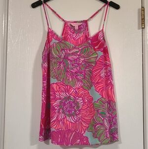 Lilly Pulitzer Worth It 100% Silk Dusk Top Women's Medium Racer Back Adjustable